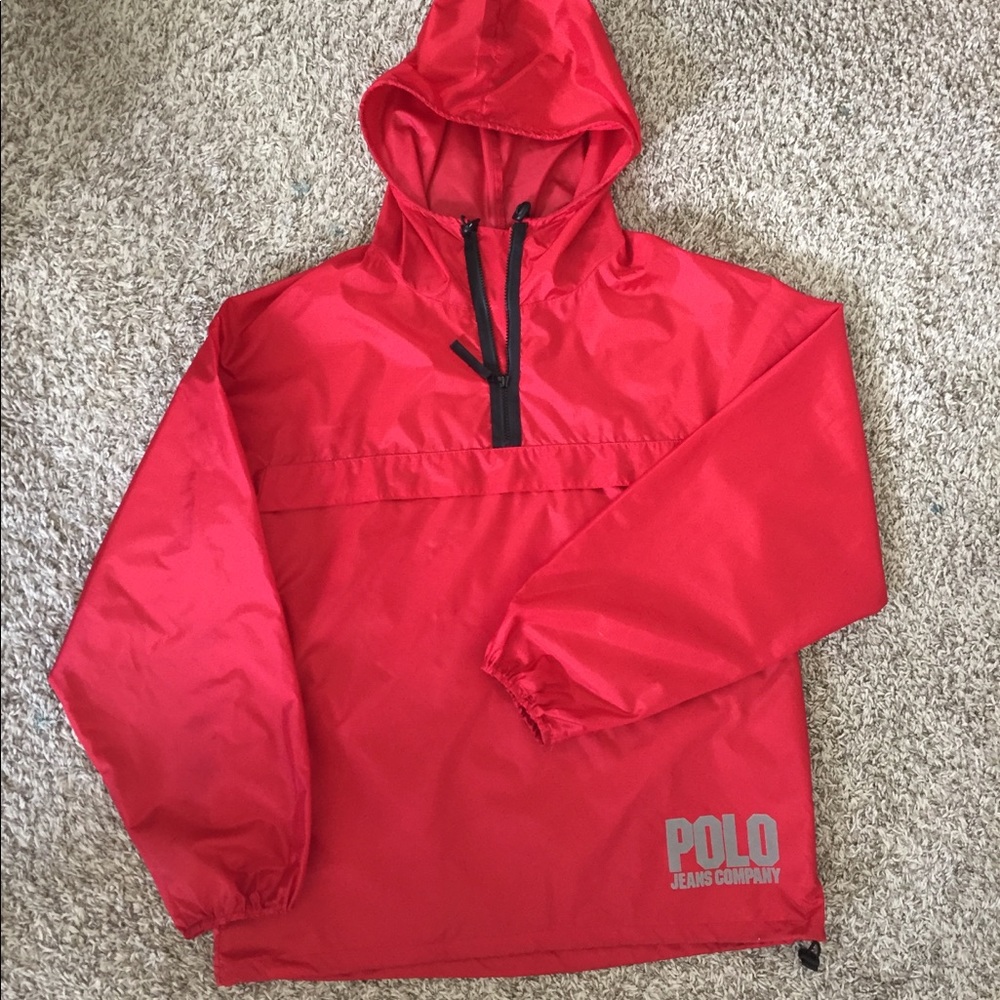 Red polo rain jacket